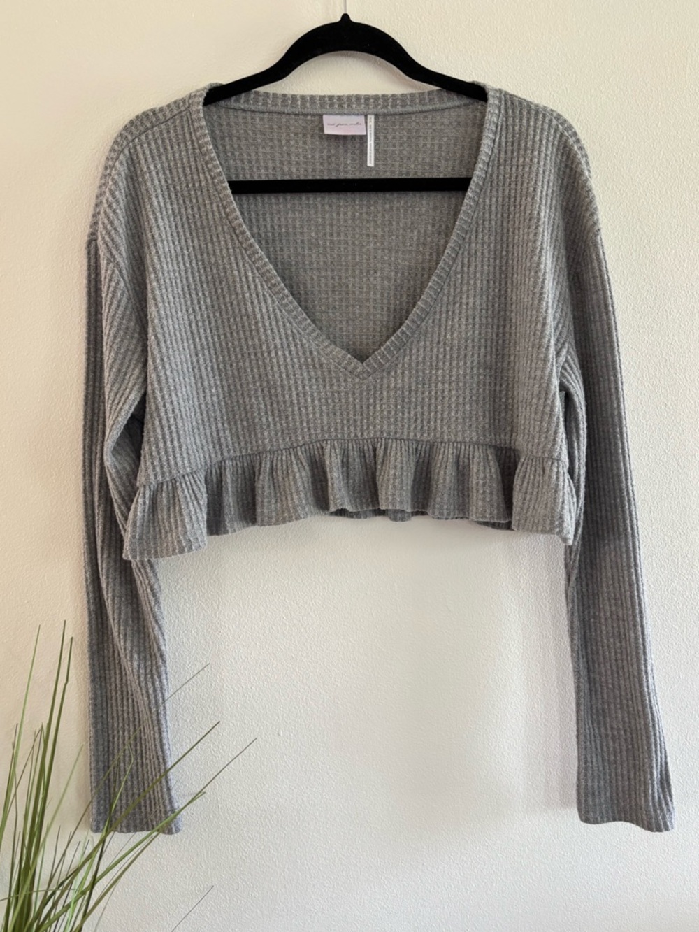 (Anthropologie) Out From Under | Waffle knit top with ruffle hem